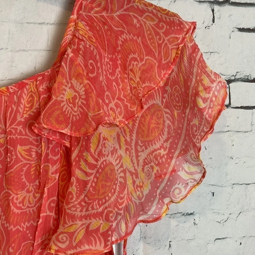 Cleobella Hannah Cutout Tiered Ruffle Maxi Dress Coral Blossom M Romantic NEW - Picture 10 of 16